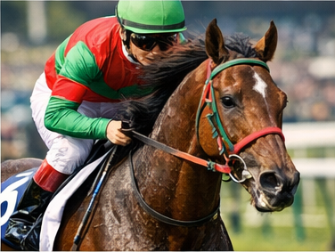 競走馬が疾走するレースシーン